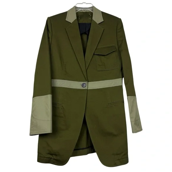 Loewe Green Colorblock Cotton Military Long Jacket - Picture 3 of 7